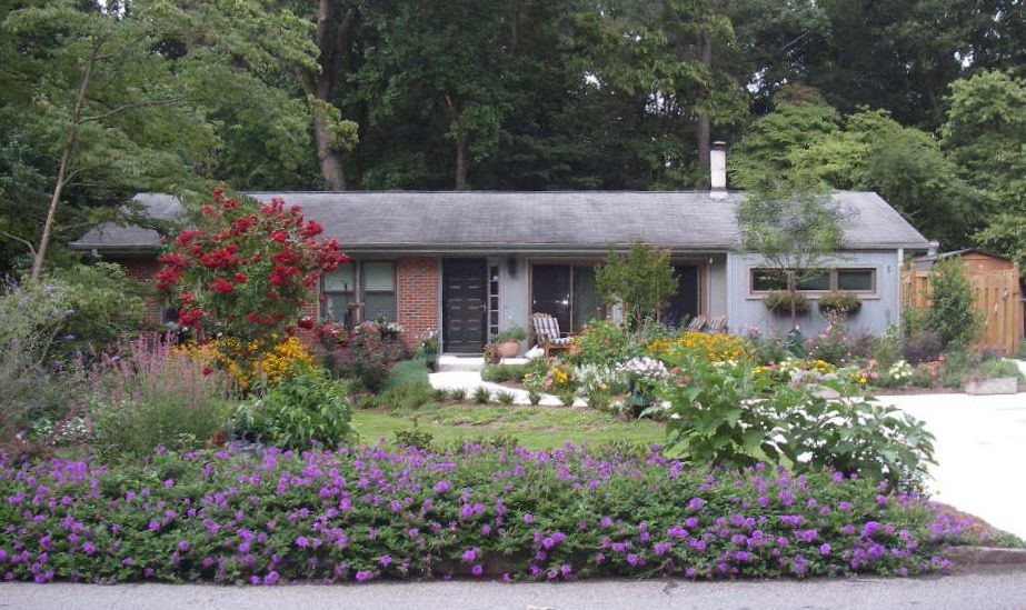 Driveway and walk on ranch house